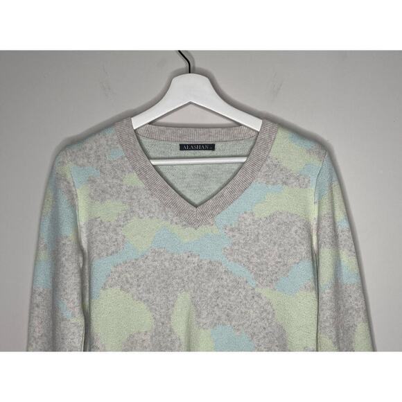 Alashan Cashmere Cotton Blend Pastel Camo Printed Sweater Women's Size XS - Picture 2 of 6